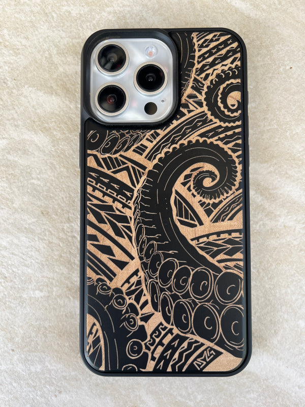 Octopus Tentacles Black Wood Case (iPhone)