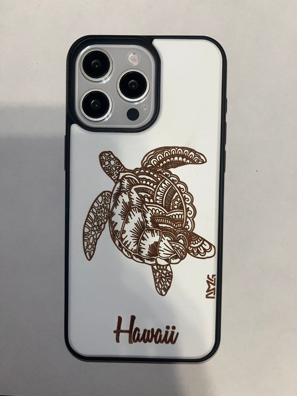 Honu Mandala White iPhone Wood Case Hawaii
