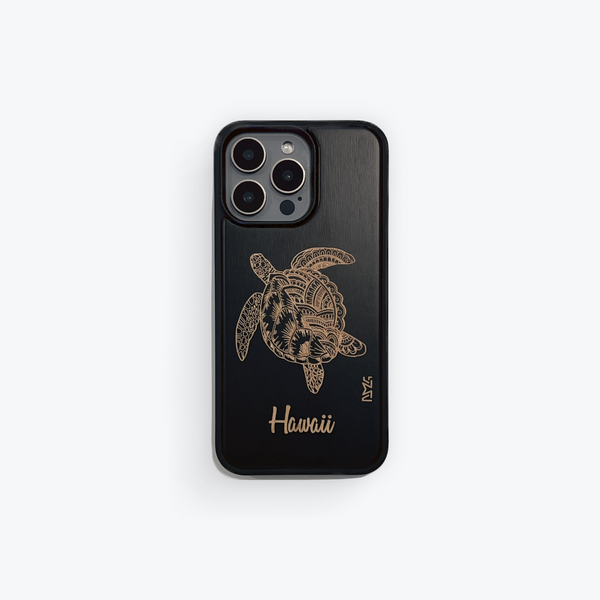 Honu Mandala Black iPhone Wood Case Hawaii