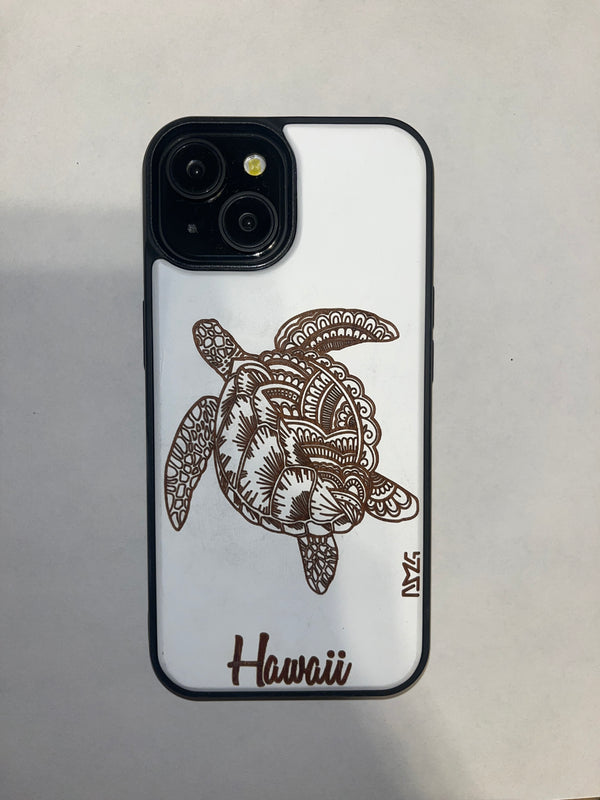 Honu Mandala White iPhone Wood Case Hawaii