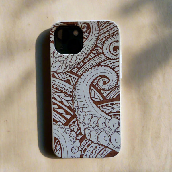 Octopus Tentacles White Wood Case (iPhone)