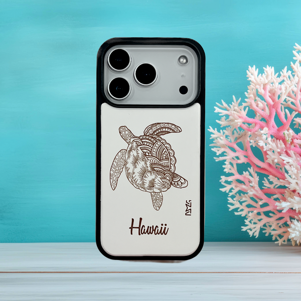 Honu Mandala White iPhone Wood Case Hawaii