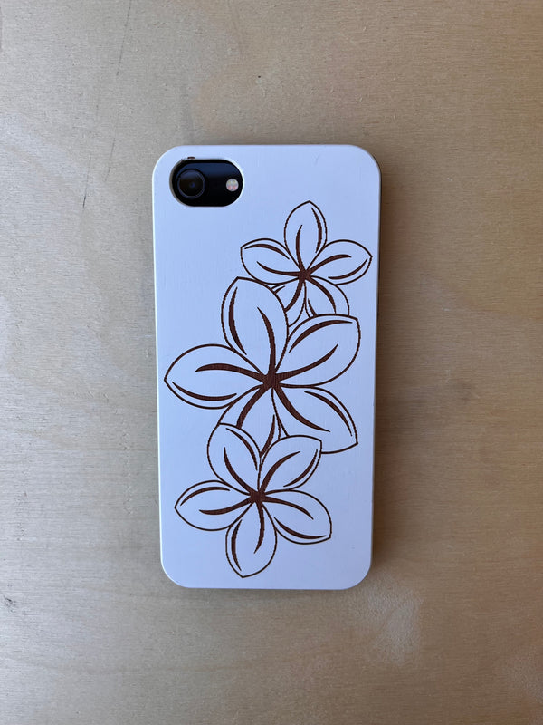 Plumeria White Wood Phone Case