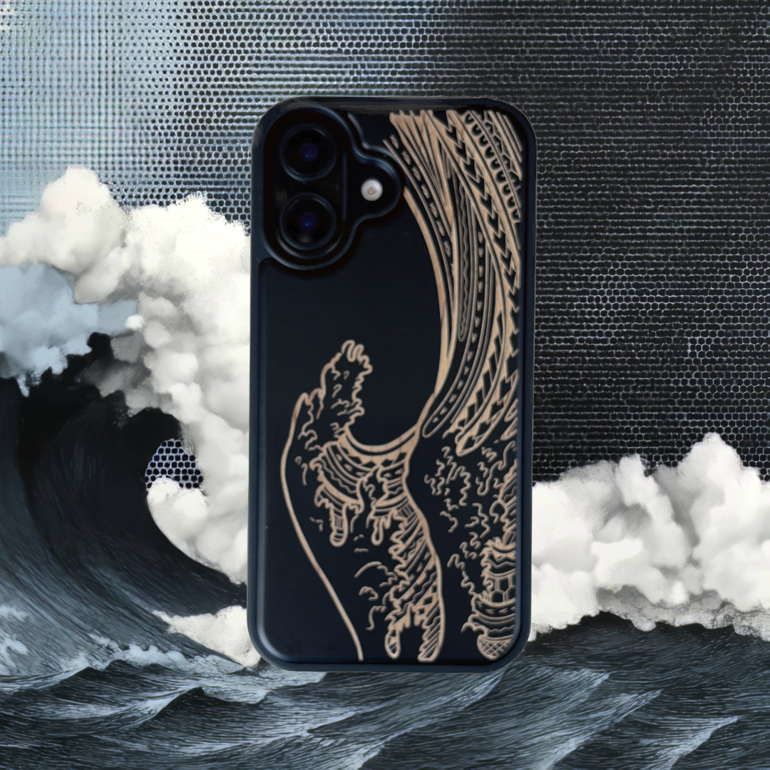 Nami Wave Wood Case Ocean-Inspired iPhone 17 Case | Diamondwood HI Nami Wave Wood Case Ocean-Inspired iPhone 17 Case | Diamondwood HI