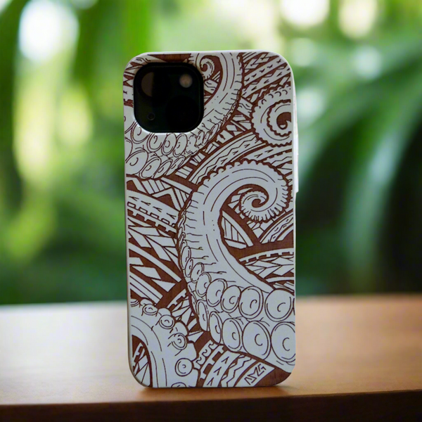 Octopus Tentacles White Wood Case (iPhone)