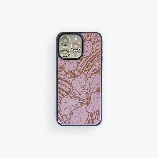 Tribal Hibiscus Wood Case Limited Edition Pink (iPhone)