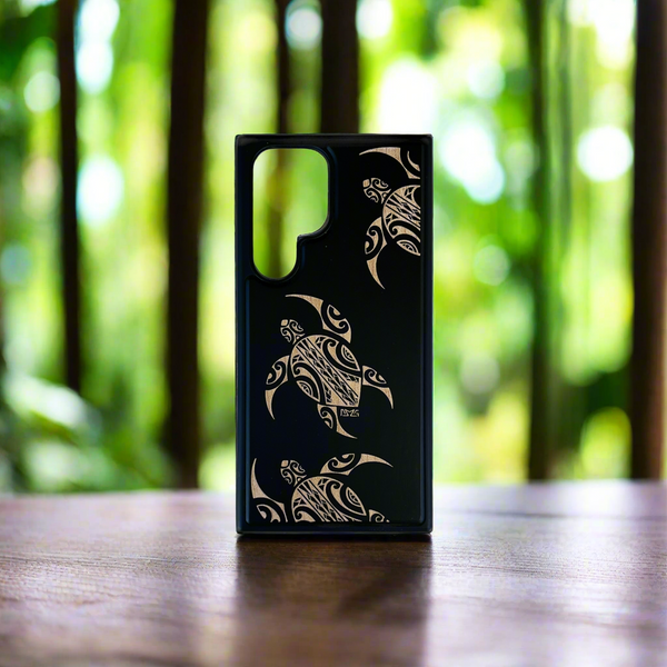 Tribal Hawaiian Sea Turtle (Honu) Wood Case Black (Samsung)