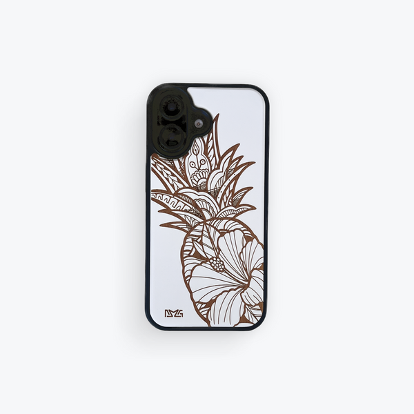 Hibiscus Pineapple White Wood Case Case (iPhone)