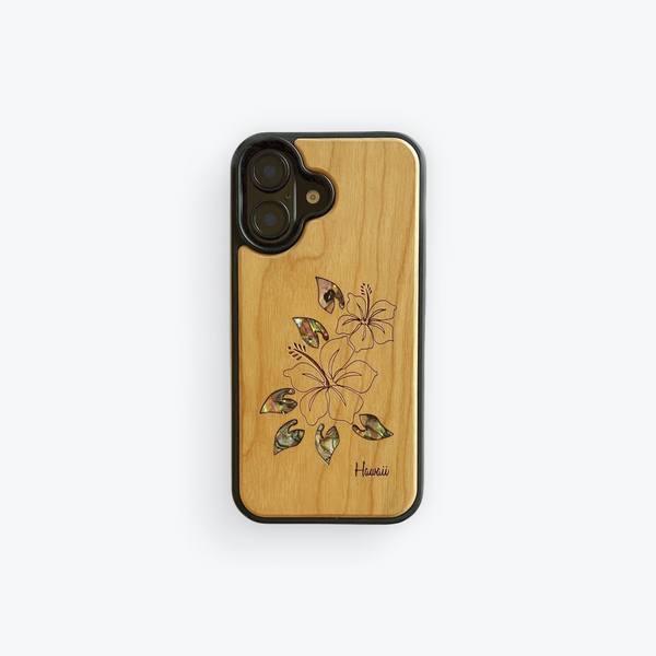 Hibiscus Rainbow Seashell Wood Case (iPhone)