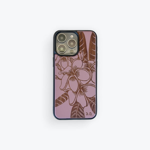 Plumeria Art Pink Wood Case (iPhone)