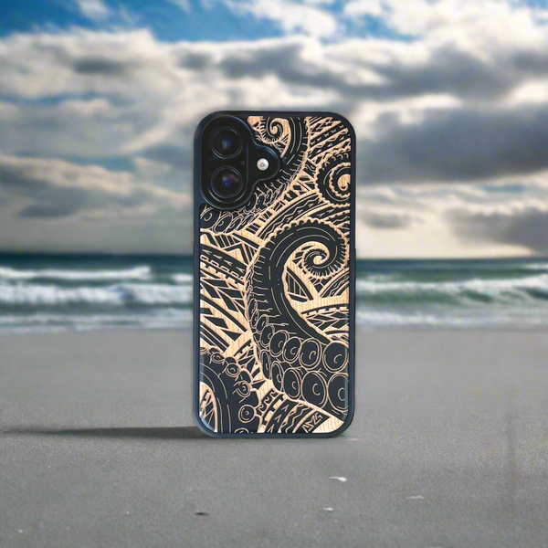 Octopus Tentacles Black Wood Case (iPhone)