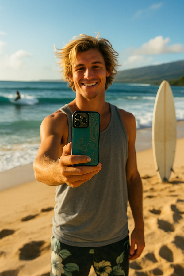 Nami Wave Turquoise Wood Case (iPhone)