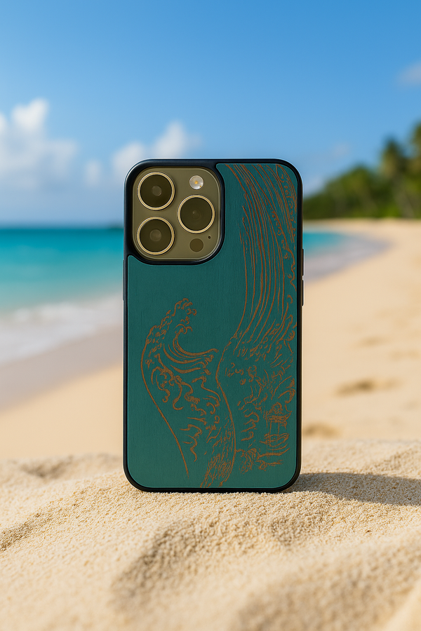 Nami Wave Turquoise Wood Case (iPhone)