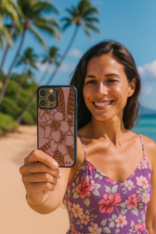 Plumeria Art Pink Wood Case (iPhone)