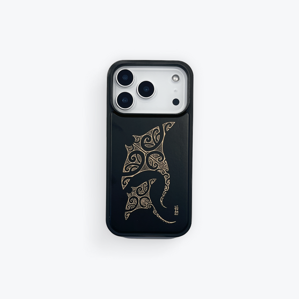 Manta Rays Wood Case (iPhone) Black