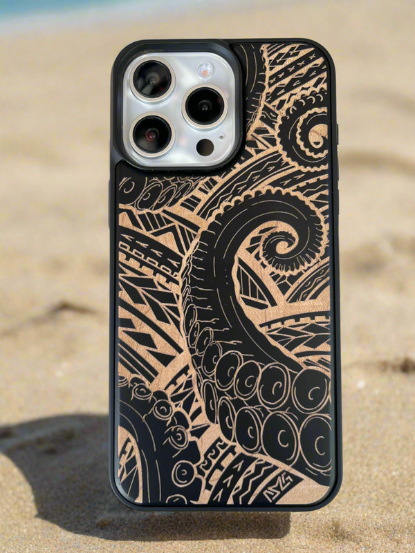 Octopus Tentacles Black Wood Case (iPhone)