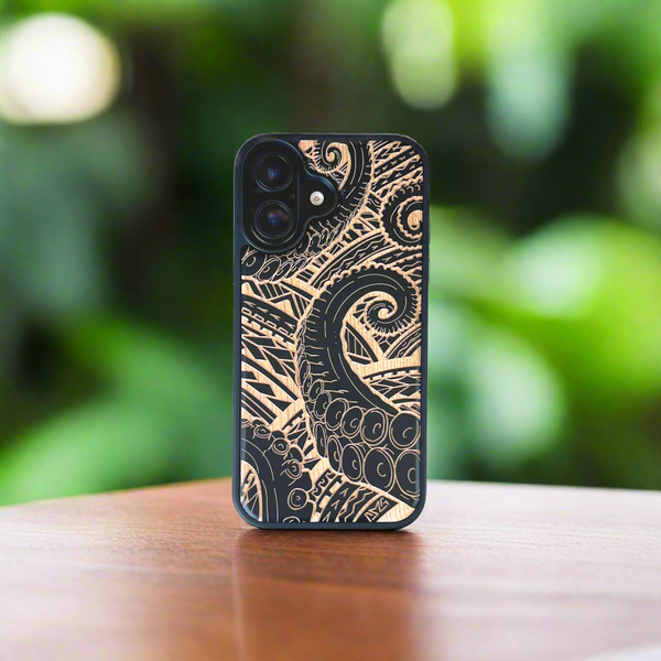 Octopus Tentacles Black Wood Case (iPhone)