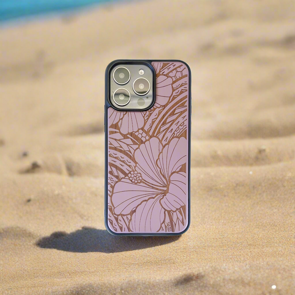 Tribal Hibiscus Wood Case Limited Edition Pink (iPhone)