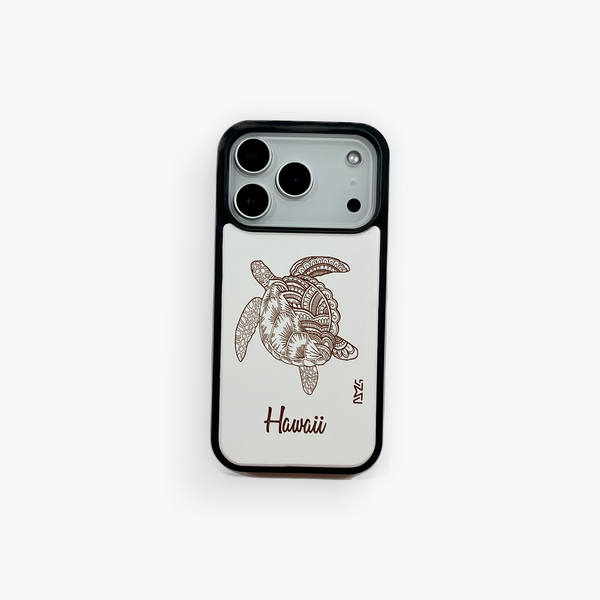 Honu Mandala White Wood Case Hawaii