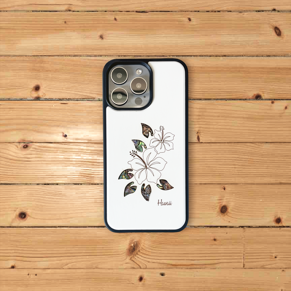 Hibiscus Rainbow Seashell White Wood Case (iPhone)