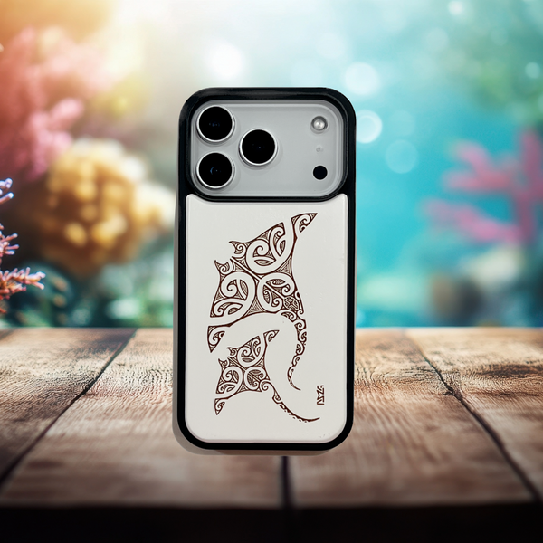 Manta Rays Wood Case (iPhone) White