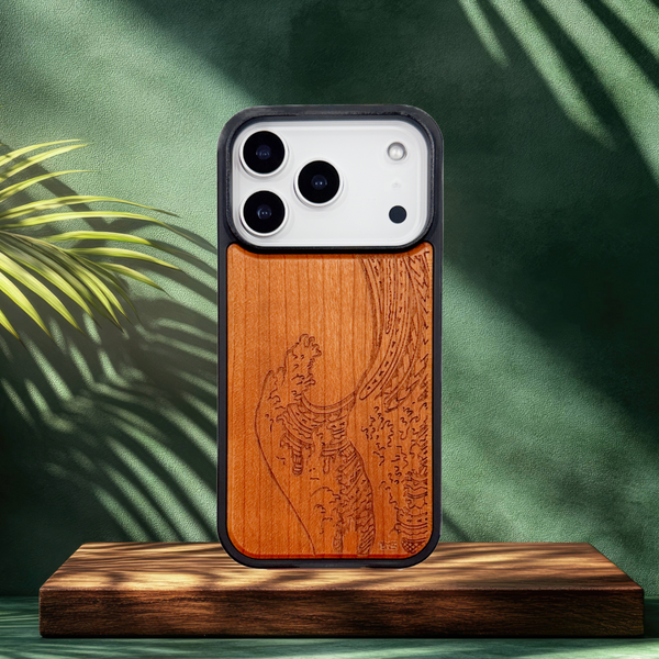 Nami Wave Wood iPhone Case, MagSafe Compatible