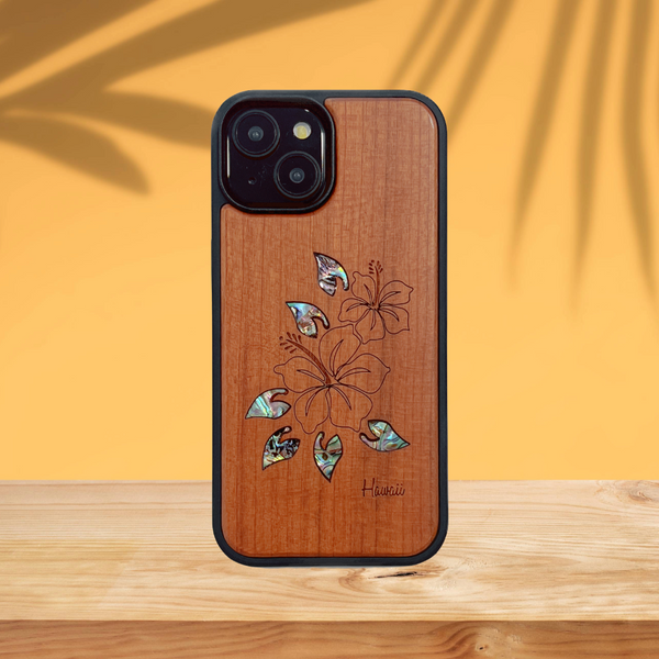Hibiscus Rainbow Seashell Wood Case (iPhone)