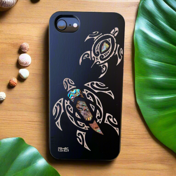 Wood Rainbow Honu Hawaiian Sea Turtle Phone Case