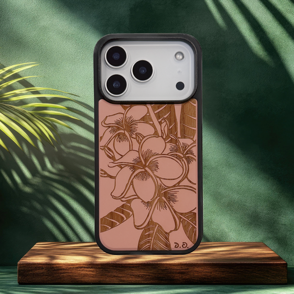 Plumeria Art Pink Wood Case (iPhone)