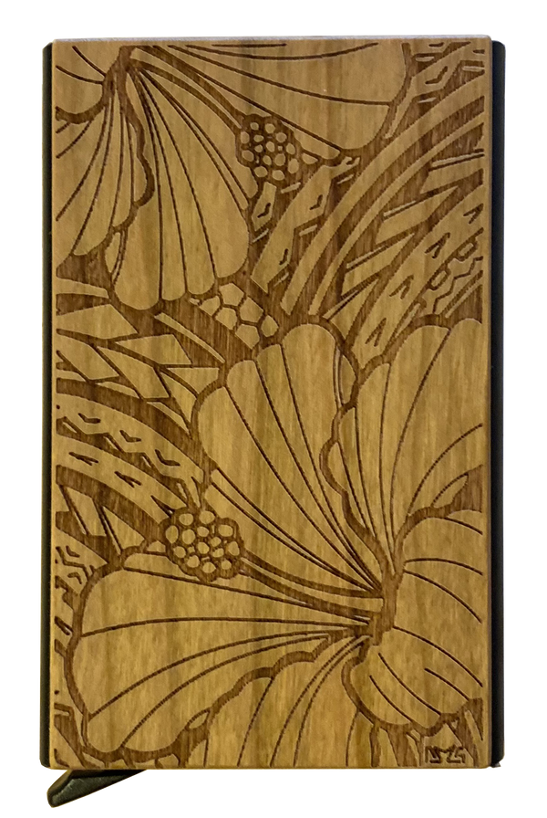 Hibiscus Wood Wallet